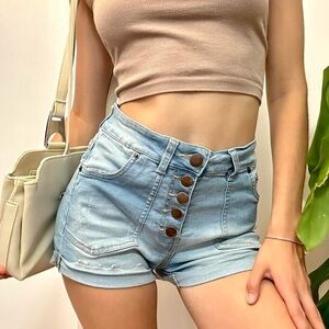 Stretchy High Rise Light Blue Denim Shorts 💙 💜 💜